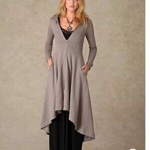 Free People Beach Three Part Harmony Long KNIT Hoodie Duster Jacket Victorian
